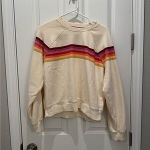 Marine Layer Cream and Red Crewneck Sweater with Stripes